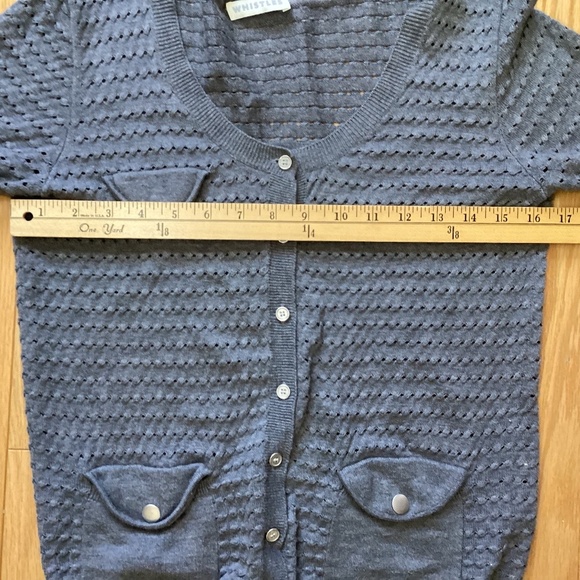 Whistles (London-based brand) Pointelle Grey Cotton & Wool Cardigan Size 4 - Picture 10 of 13